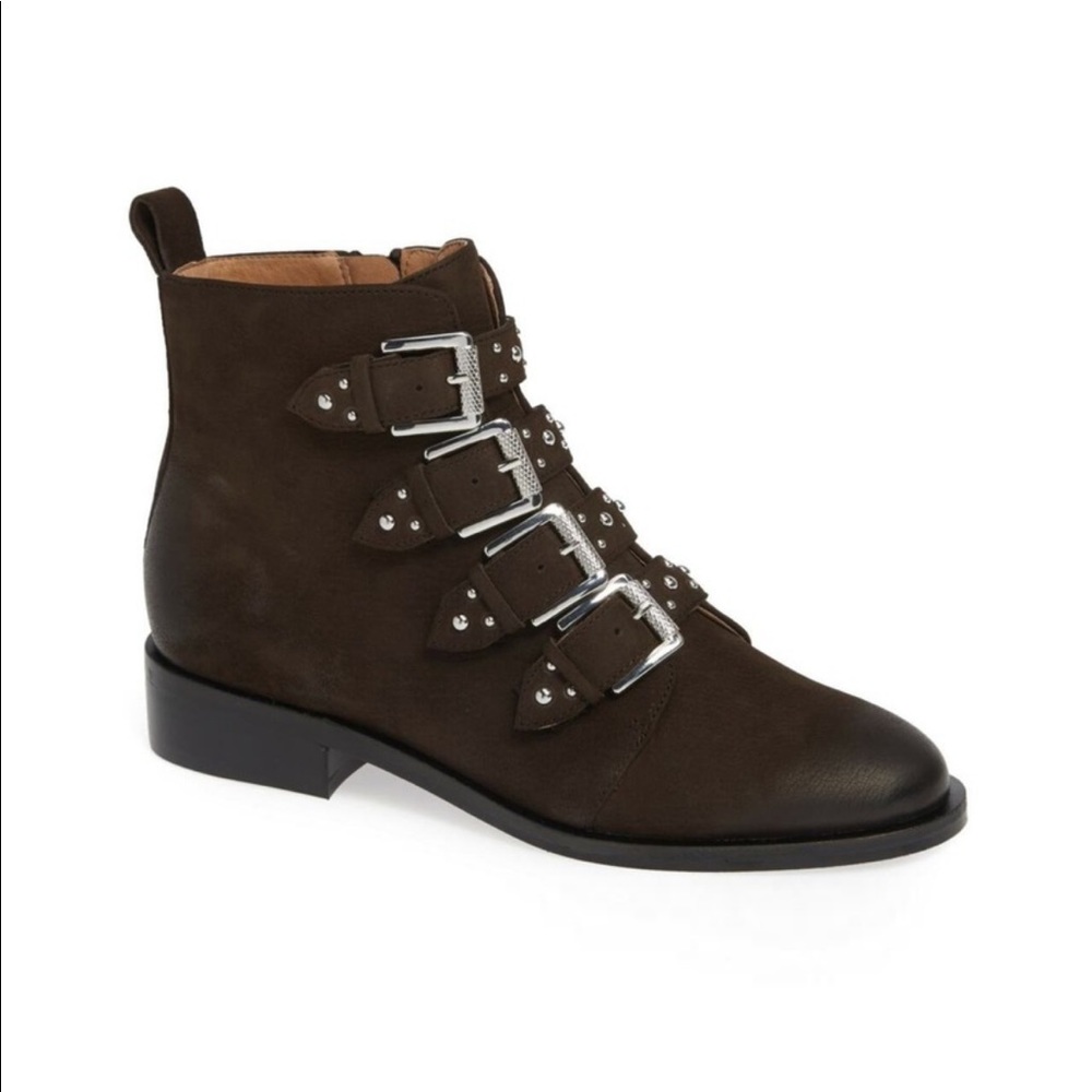 Halogen Lily Buckle Brown Leather Bootie